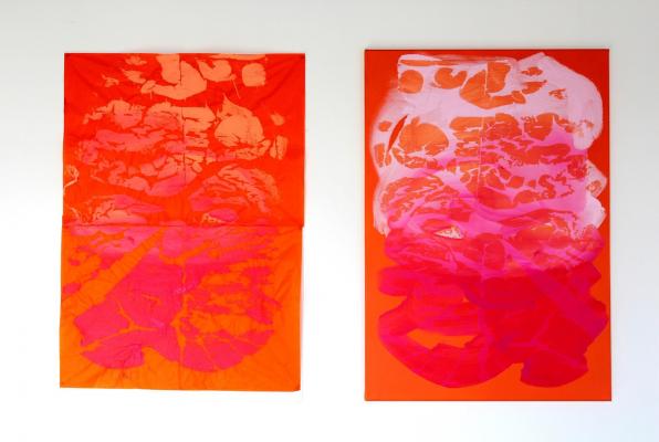 Pink and Blue on yellow, 2015